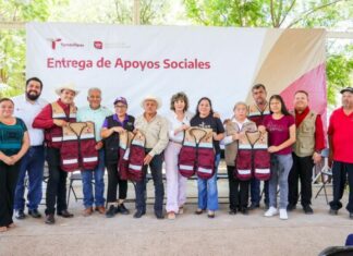 Entrega SEBIEN apoyos sociales en Güémez